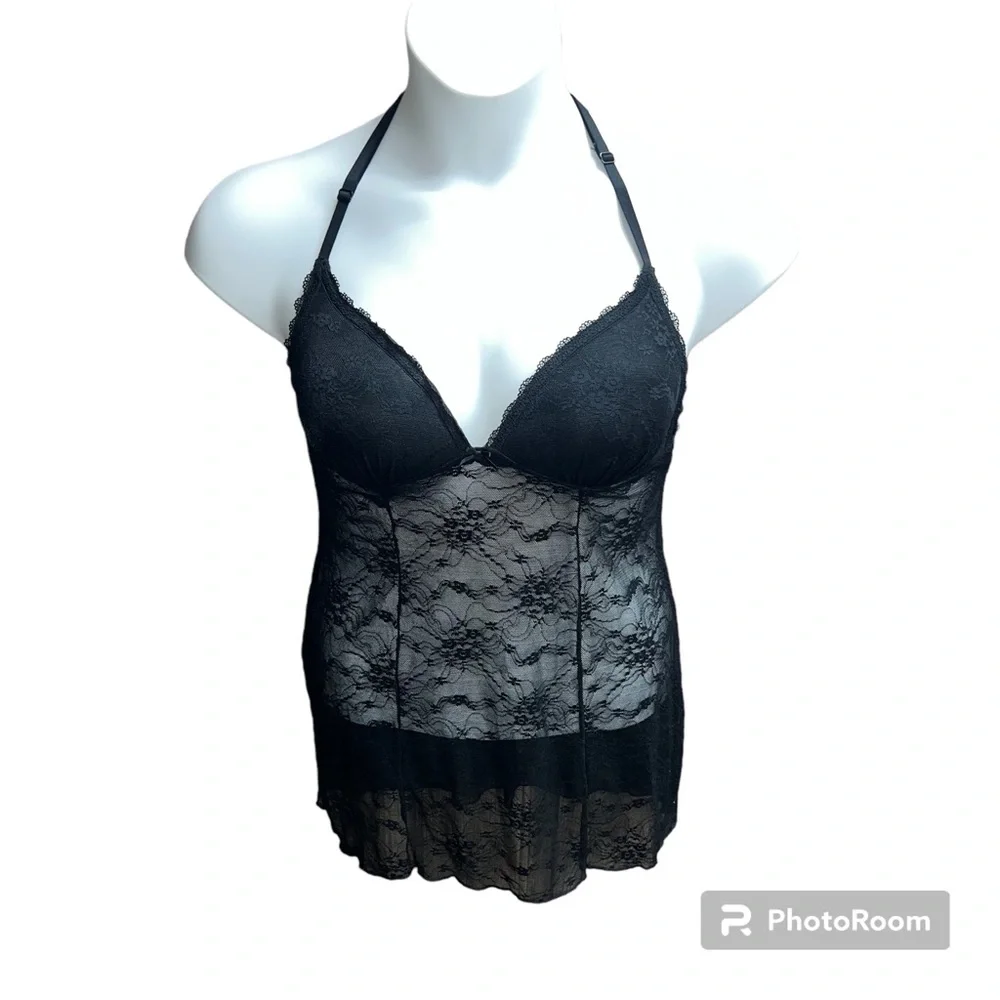 Gilligan & O'Malley Lace Chemise black size medium